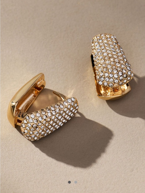 Anthropologie Jewelry - New! Anthropologie Gold Plated Crystal Huggie Earrings NWOT (4021)